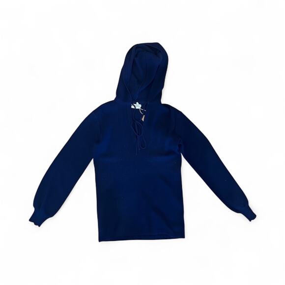 Vintage 1970s Blue Yves Saint Laurent Rive Gauche Hooded Sweater - Picture 7 of 7
